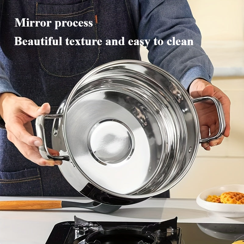 Stainless Steel Cookware Set with Steamer and Noodle Pot Dishwasher Safe for Gas Electric Stoves