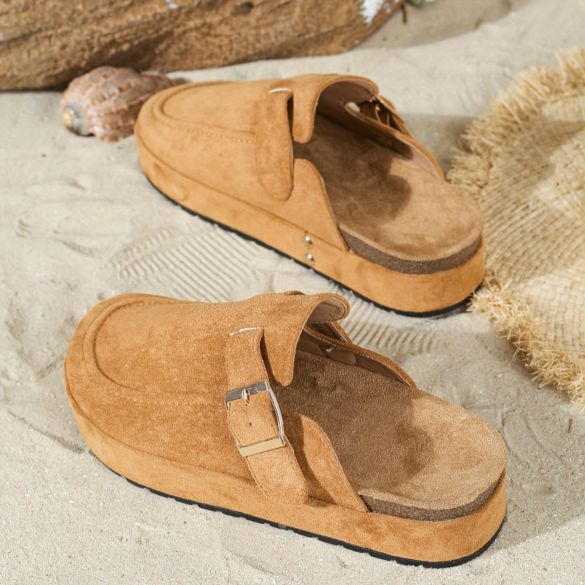 Women's Retro Thick-Soled Closed-Toe Slip-On Mules for Indoor Outdoor Comfort