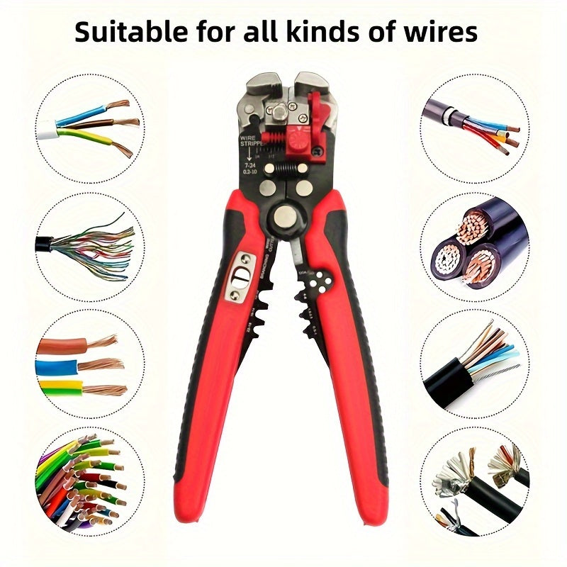 Electrician Automatic Wire Stripper 24-10AWG Multi-Function Cable Cutter Crimper Winding
