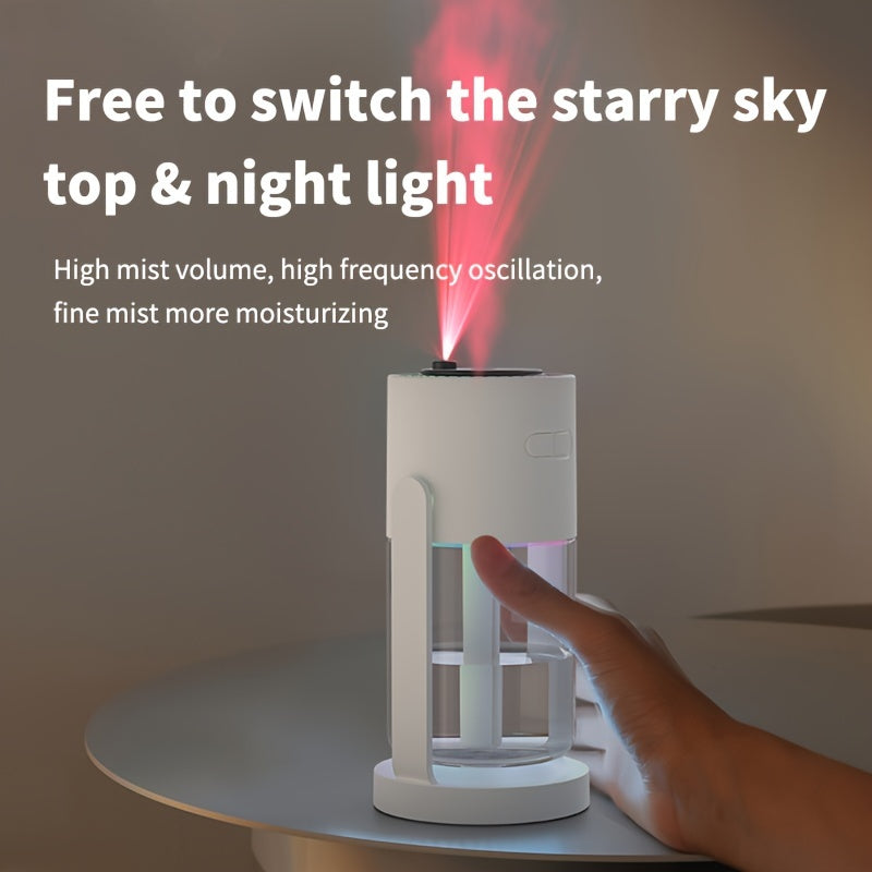 Ultrasonic Humidifier with Aromatherapy Diffuser 280mL Starry Sky Projector Dual Spray