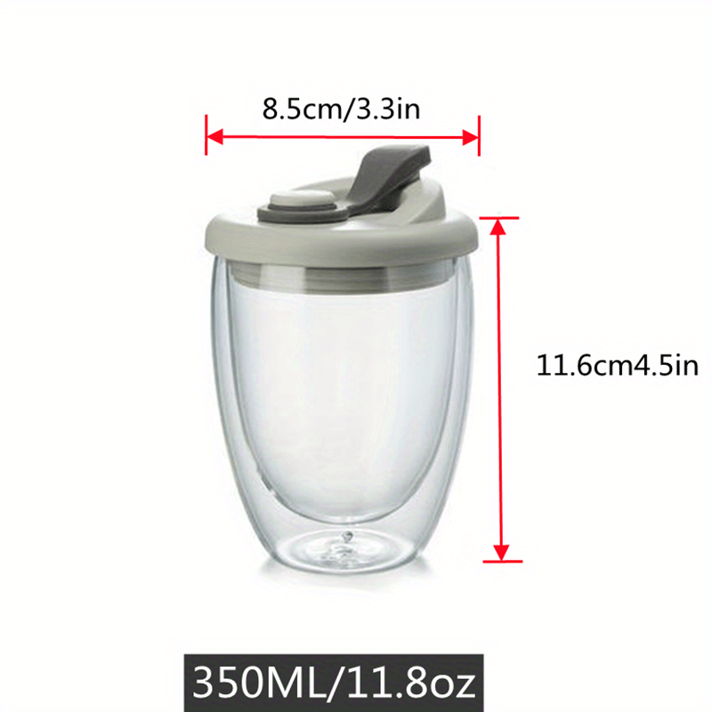 Izolyatsiyalangan espresso stakani, ikki qatlamli shaffof shisha, silikon qopqoq, qulay ushlash va ichish uchun tuxum shaklidagi dizayn. Qahva, sharbat va sut uchun ideal.