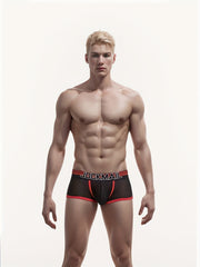 Men's Breathable Nylon Mesh Boxer Briefs Semi-Sheer Solid Color Low Waist Sports Underwear