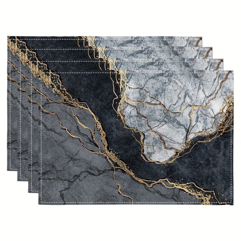 Conjunto de manteles individuales con arte abstracto impreso, a prueba de agua, de poliéster, aislante térmico, decoración para mesa de comedor