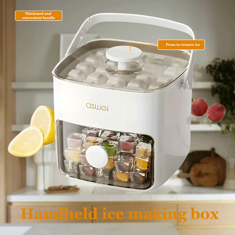 Portable Ice Maker Countertop Compact with Easy-Press Lid 24H 22.68KG Square Ice Cubes