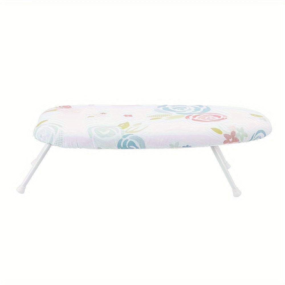 Tabla de planchar plegable con patrón floral, 58cm x 36cm, ahorra espacio, blanca