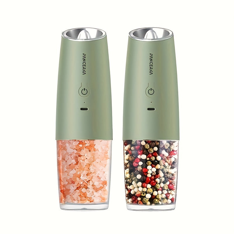 Электрический набор мельниц для перца и соли, перерабатываемый, без батареи, с USB-C, перезаряжаемый, регулируемый крупность, светодиодный свет