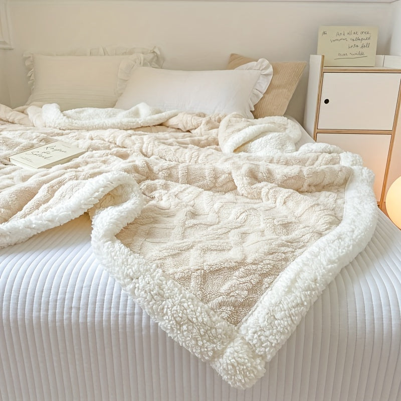 Double-Sided Velvet Blanket for Warmth and Comfort Sofa Bed Camping Travel