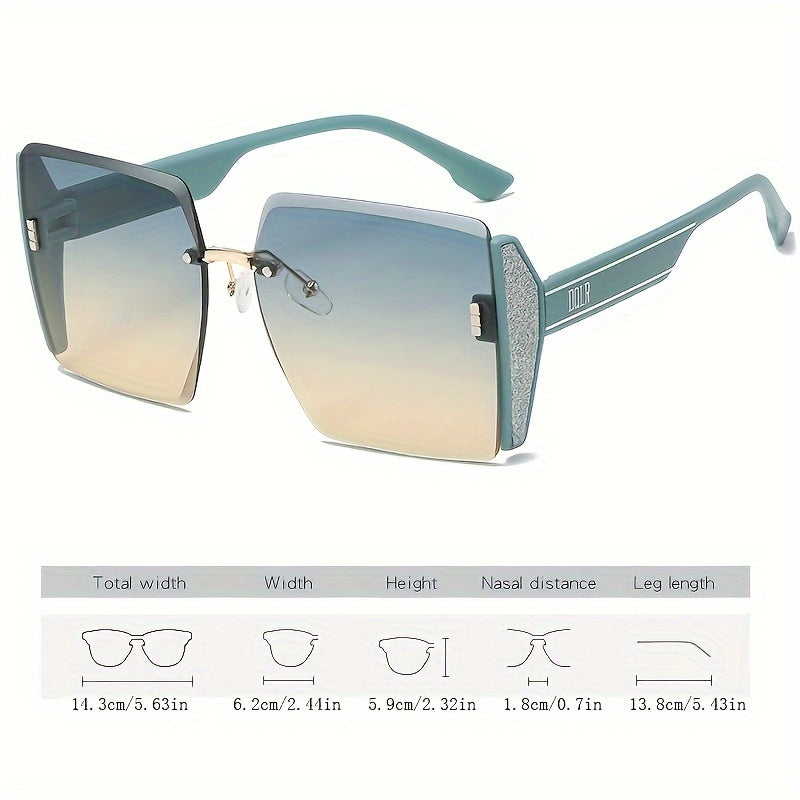 Unisex Oversized Rimless Gradient Lens Sunglasses for Outdoor Activities