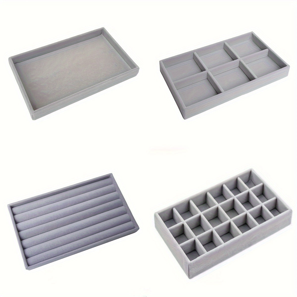 Набор из 4 фланелевых подставок для украшений для настольного хранения, штабелируемый органайзер с отделениями