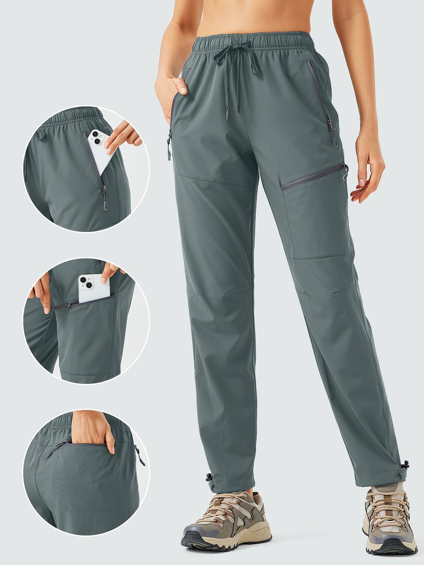 Women's Plus Size Lightweight Quick-Dry Hiking Pants Beige All-Season Outdoor Activewear