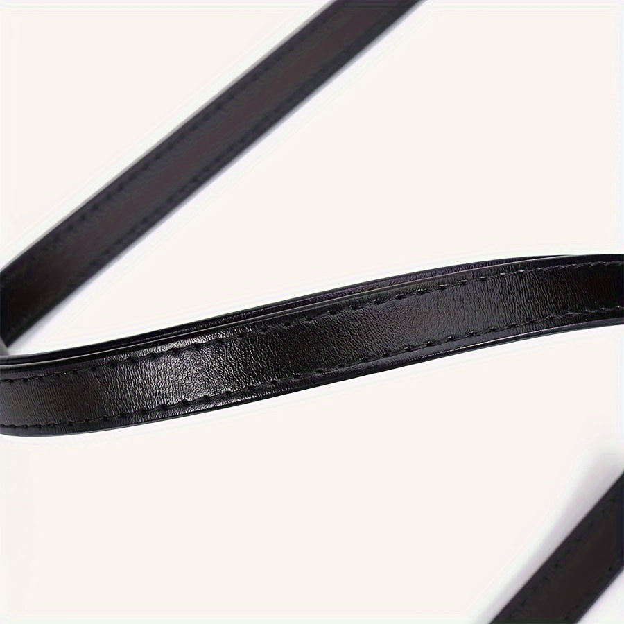 Women's Leather Thin Belt with Decorative Buckle Adjustable Waist Accessory