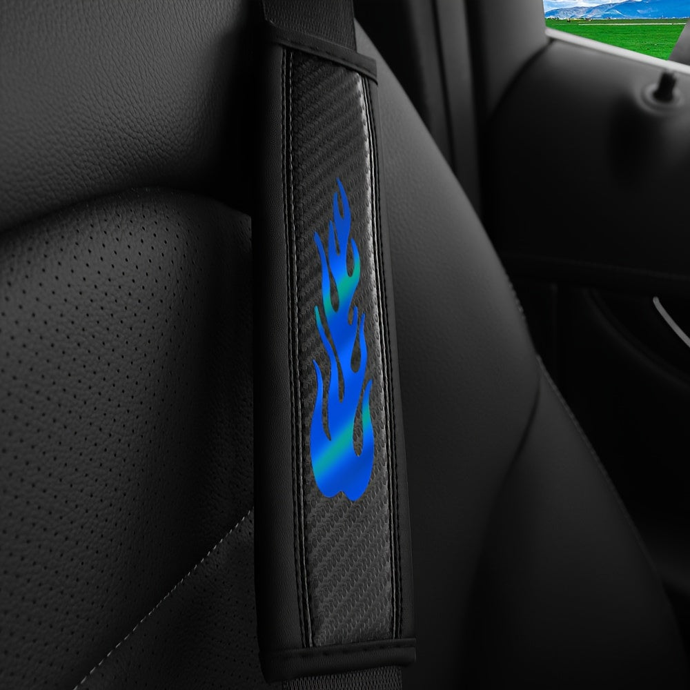 Universal Car Seat Belt Shoulder Protector Carbon Fiber Pattern PU Leather