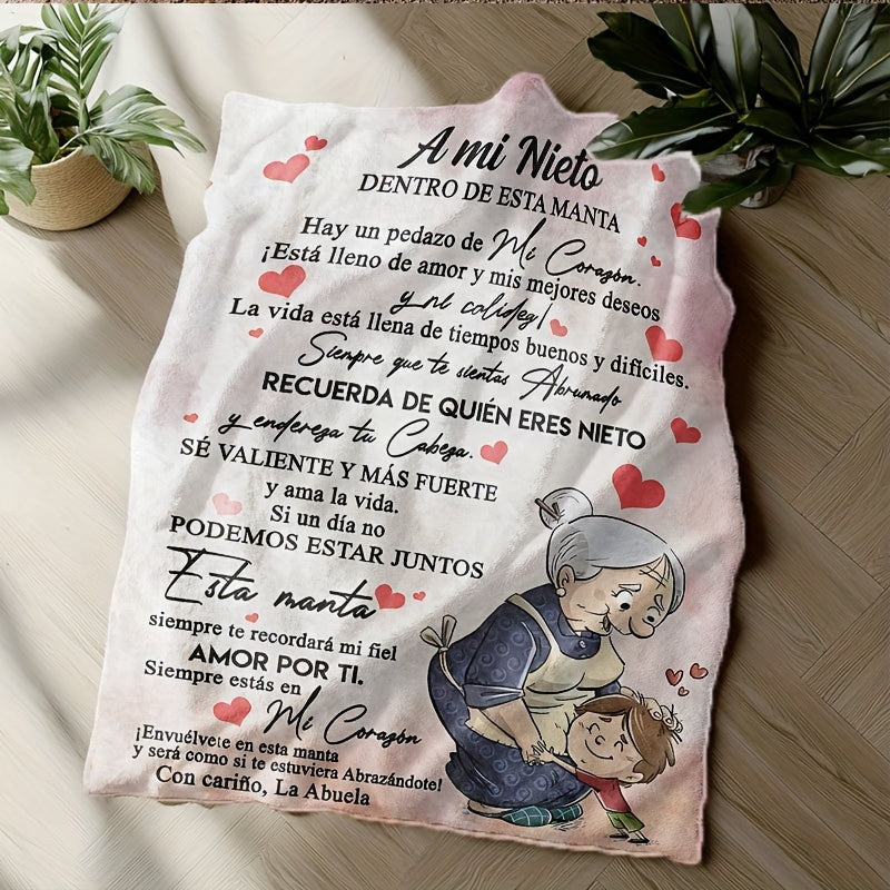 Spanish Message Plush Blanket for Son All-Season Hypoallergenic Flannel Throw Warm Gift