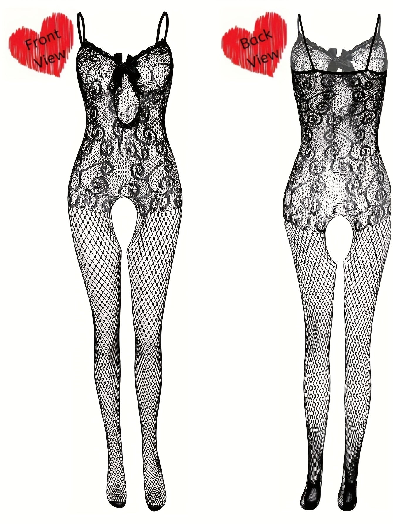 Women's Plus Size Fishnet Bodystocking Open Crotch Stretchy Lingerie Pack of 4