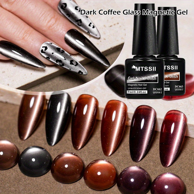 Unisex Dark Coffee Gel Nail Polish 7ml Cat Eye Effect Long-Lasting