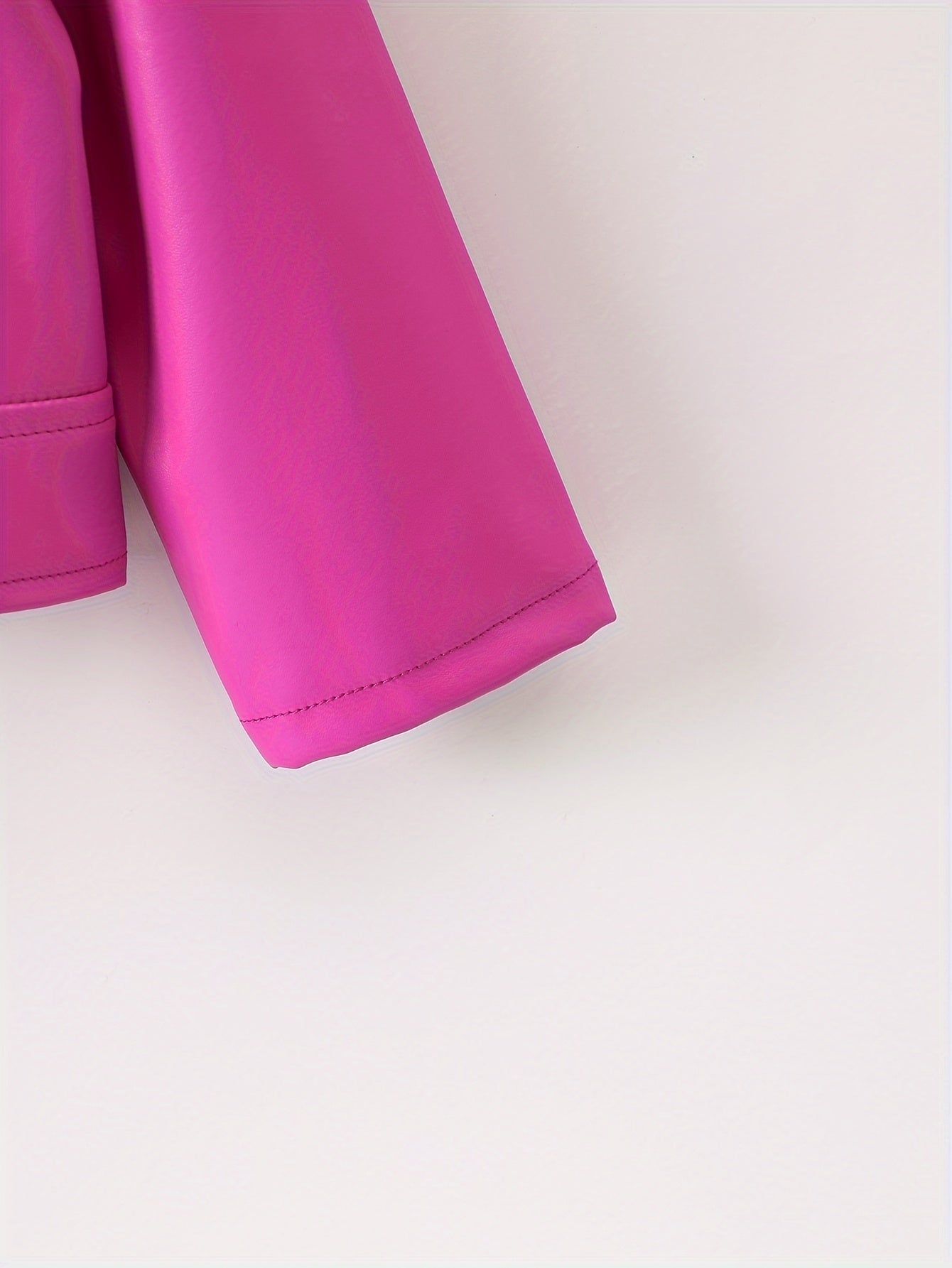 Faux Leather Jacket for Kids with Lapel and Diagonal Zipper Short Length Fall Winter