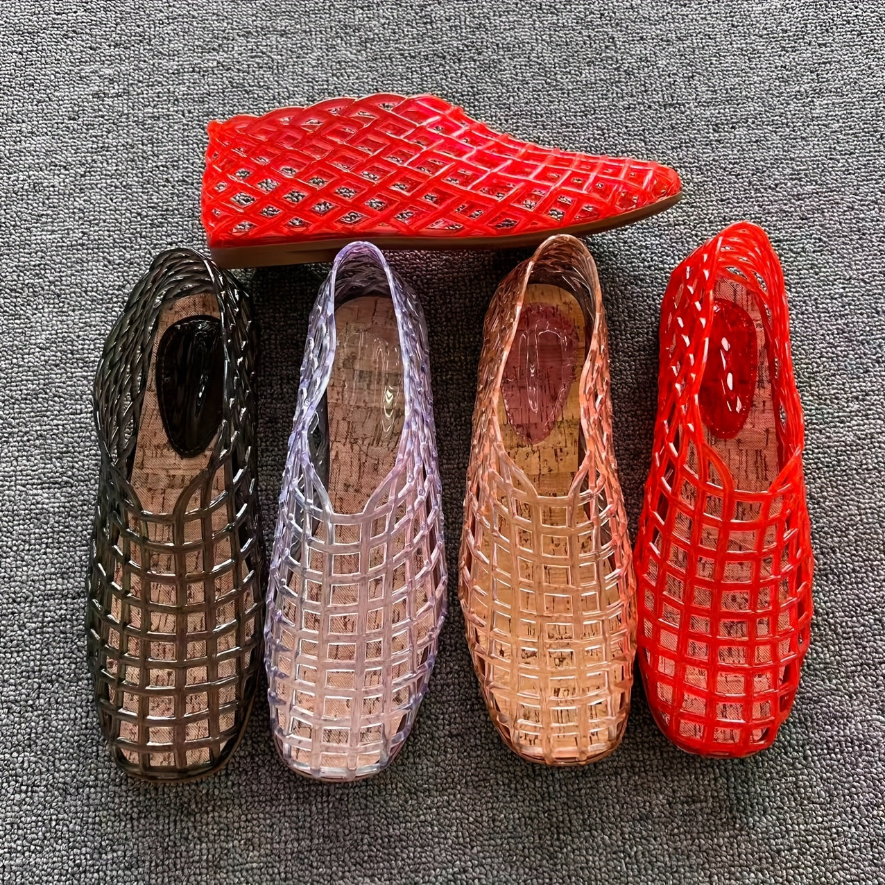 Women's Jelly Slide Sandals Breathable PVC Flat Beach Casual Summer Footwear