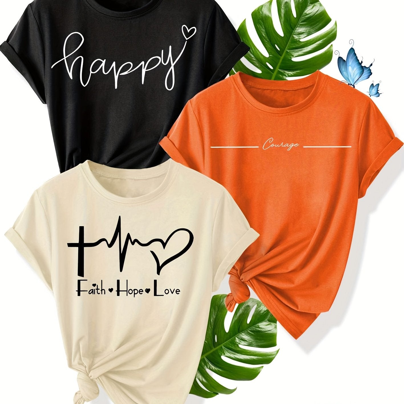 Women’s 3-Pack Cotton Short Sleeve T-Shirts Casual All-Season Comfort