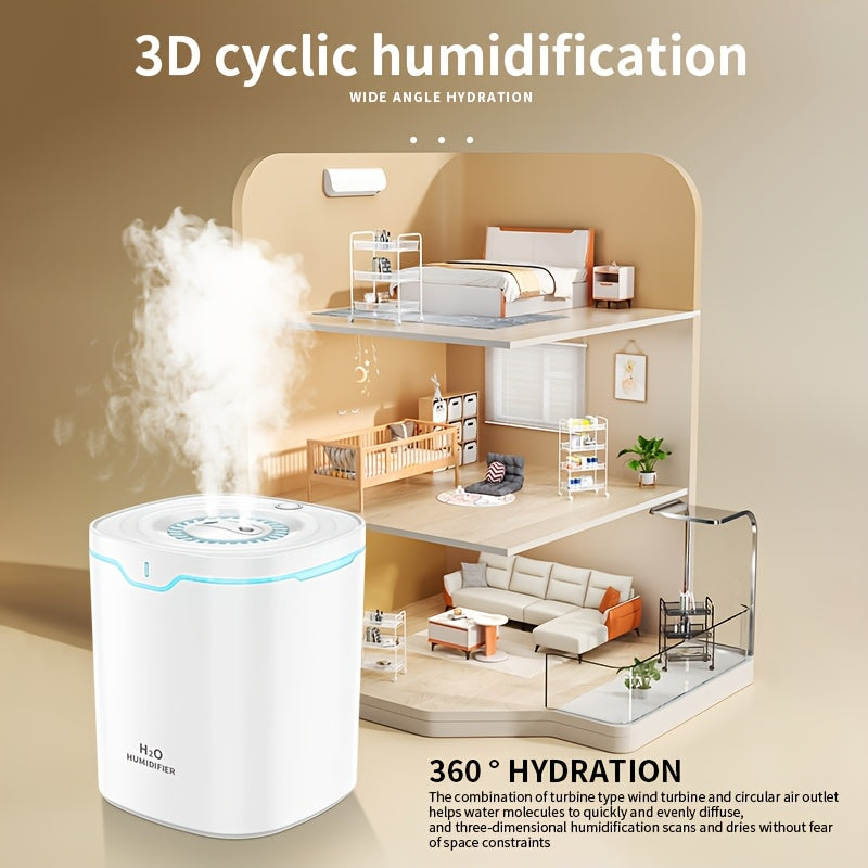 Large Capacity Double Spray Humidifier 2000ml USB Timer Bedroom Office
