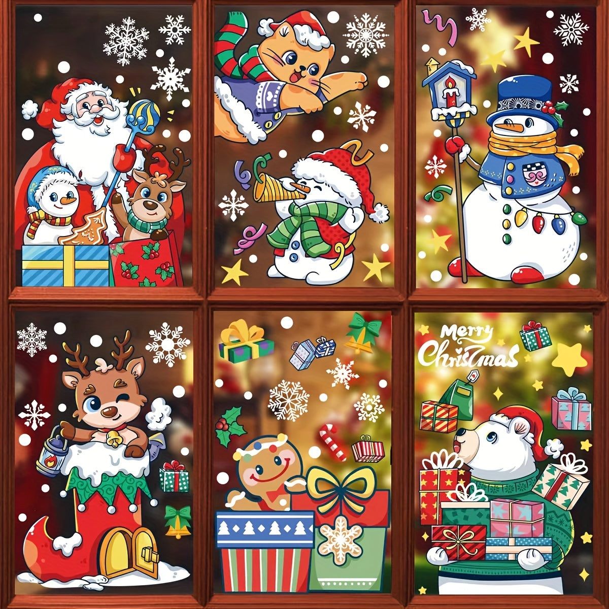 Christmas Window Decals Santa Snowman Electrostatic Adhesive Holiday Decor