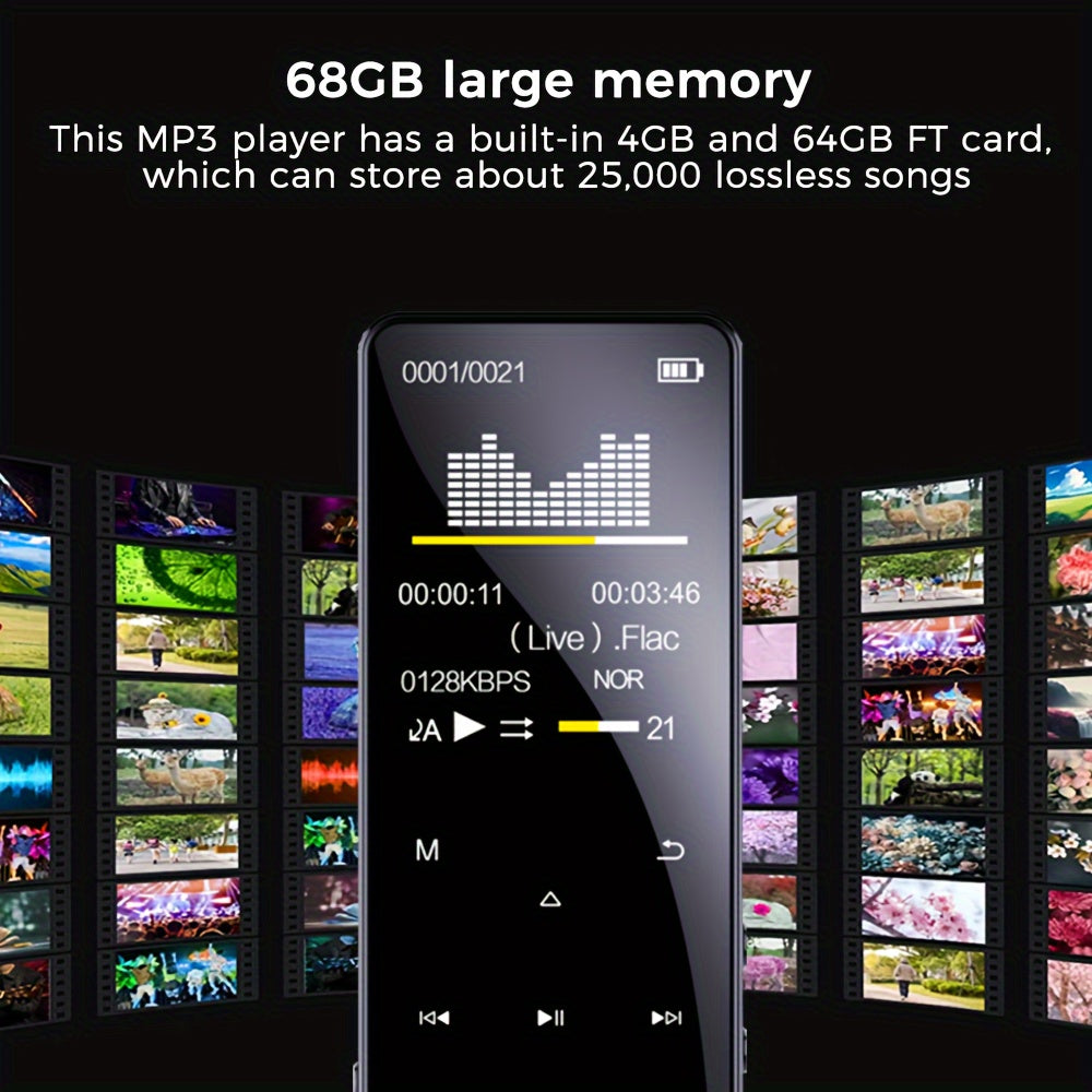 68GB HiFi MP3 Player with Wireless Video FM Radio Voice Recorder and LCD Display