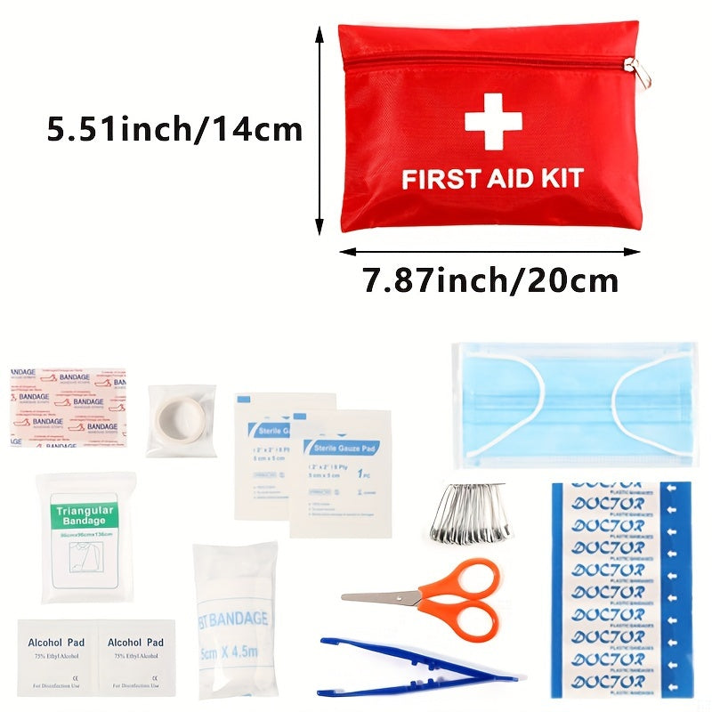 Durable Compact First Aid Kit for Home Car Camping Hiking with Scissors Tweezers