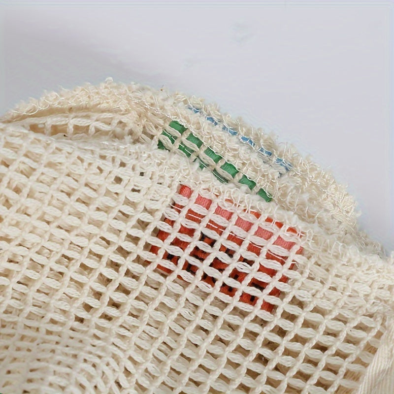 Square Mesh Storage Bag Reusable Fruit and Vegetable Bag with Drawstring