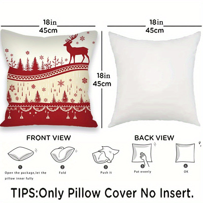 Set of 2 Festive Merry Christmas Throw Pillow Covers 45.72x45.72 Square Decorative Cushions