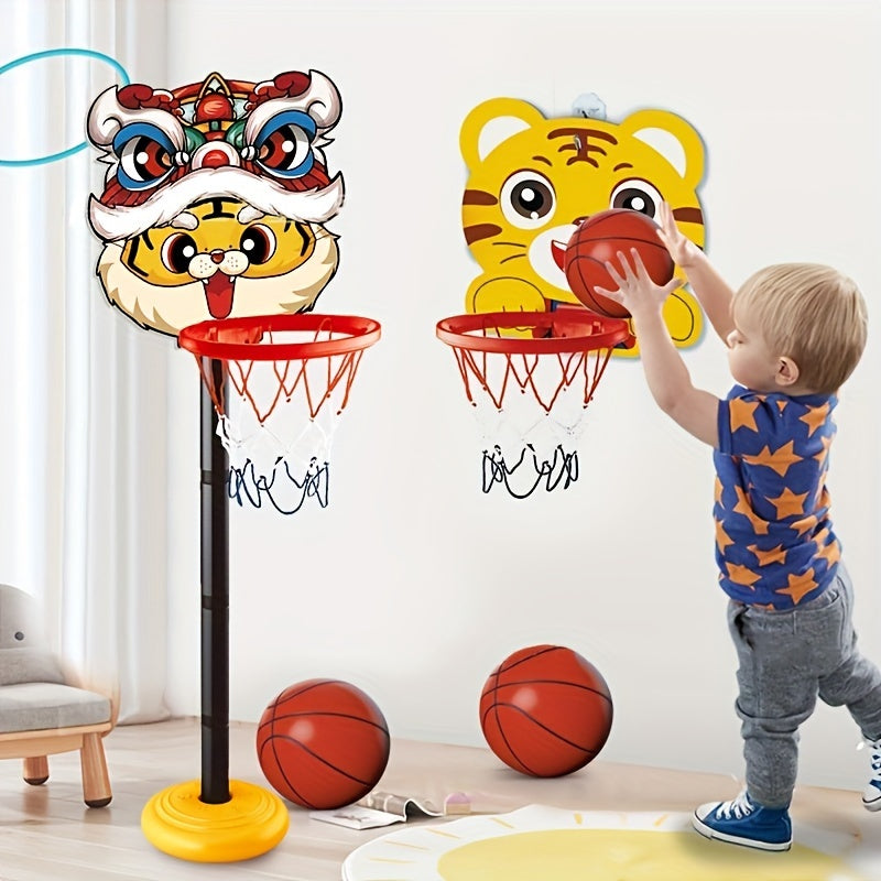Conjunto de aros de baloncesto con temática de animales para niños para juego en interiores y exteriores 3+ Rojo