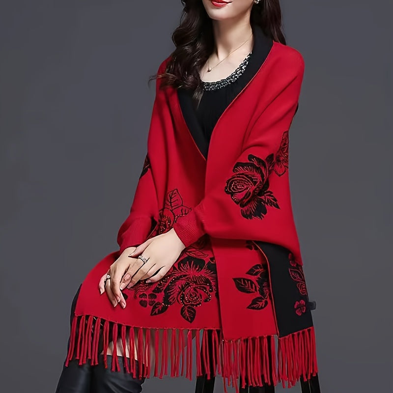 Women's Vintage Wool Shawl Coat for Autumn Winter Warm Stylish Cheongsam Alternative