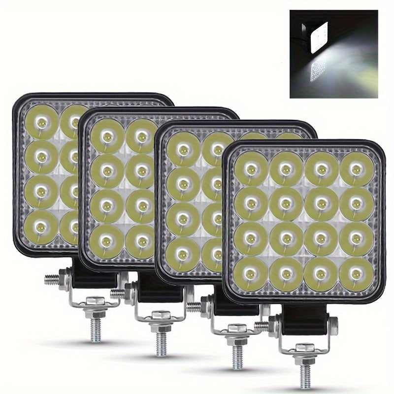 4LED Work Lights 8.38cm 48W Square Round Highway Spotlights for Vehicles