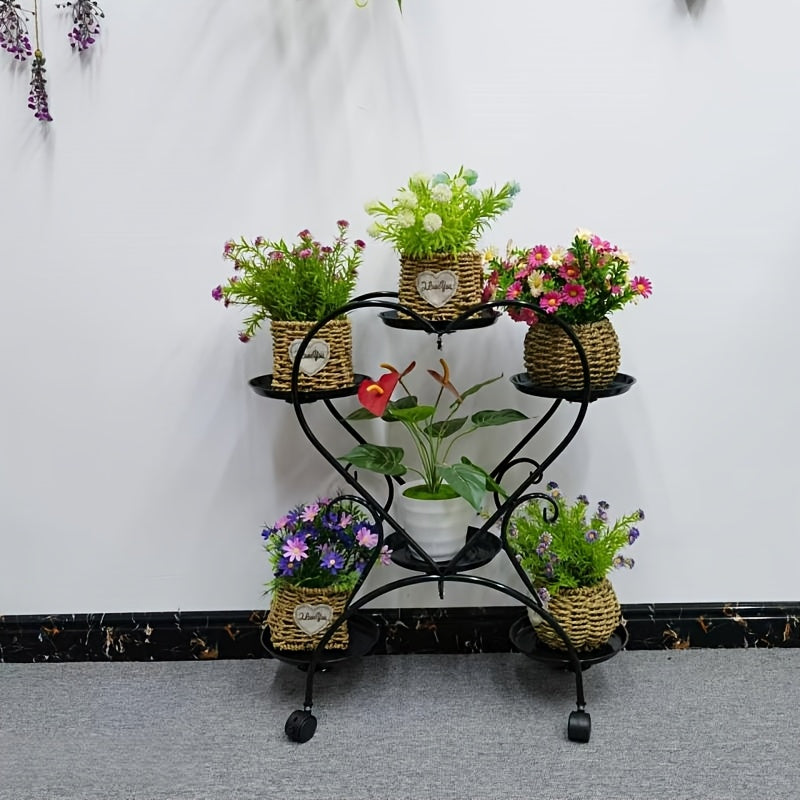 Soporte para plantas de metal en forma de corazón, de varios niveles, para interior y exterior, exhibición floral