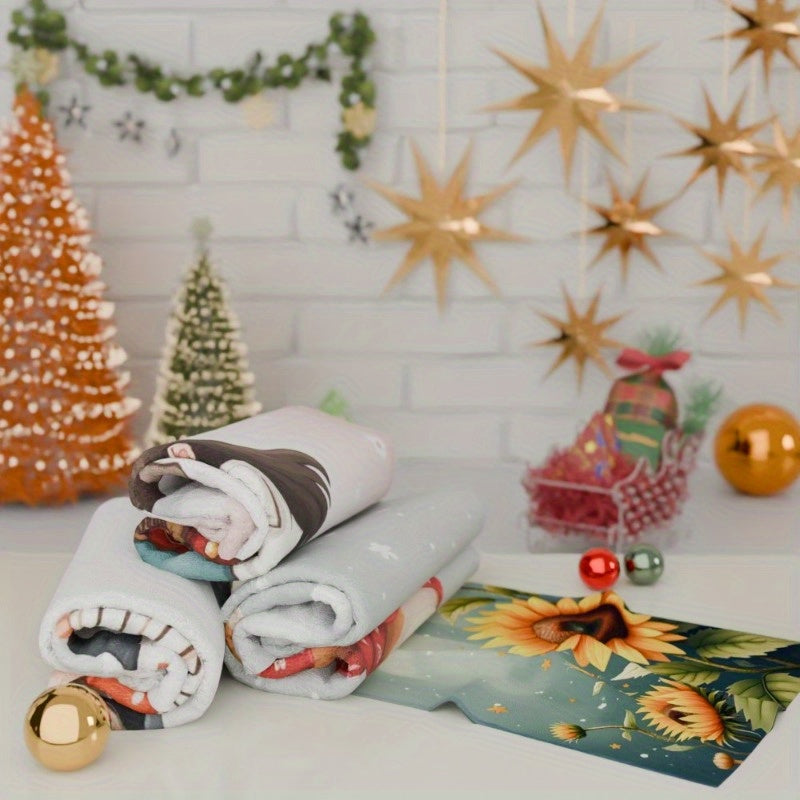 Set of 4 Christmas Kitchen Towels 45.72x66.04cm Festive Decor Merry Christmas
