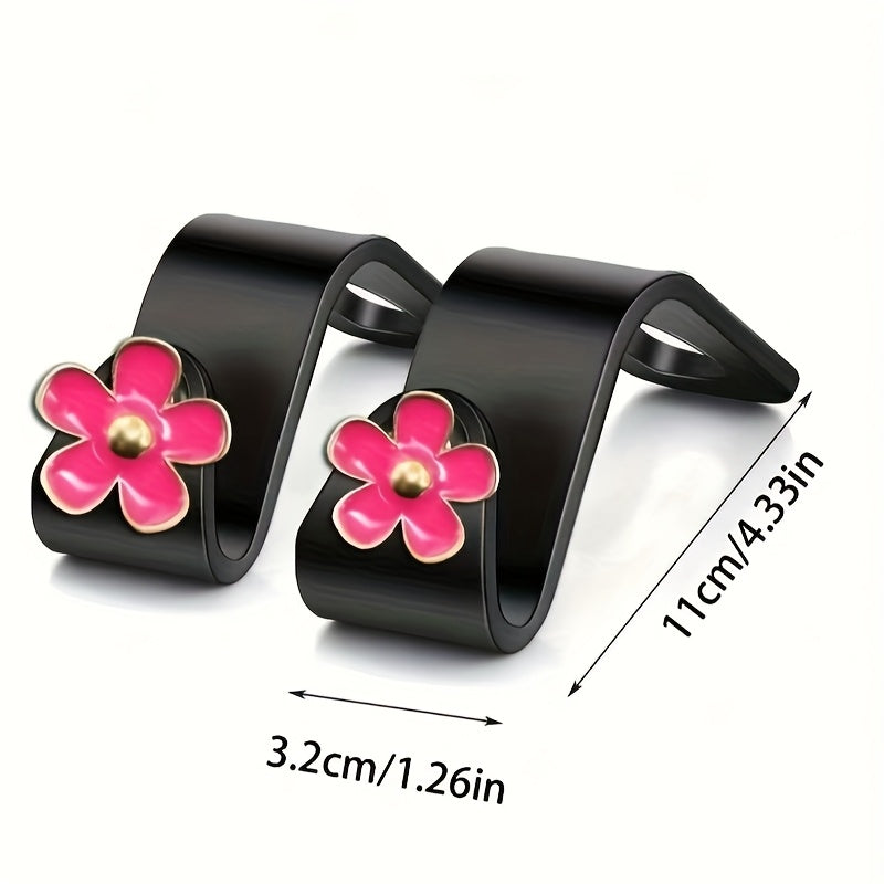 Ganchos organizadores traseros para asiento de coche, pequeños, con flores, soportes de almacenamiento multifuncionales