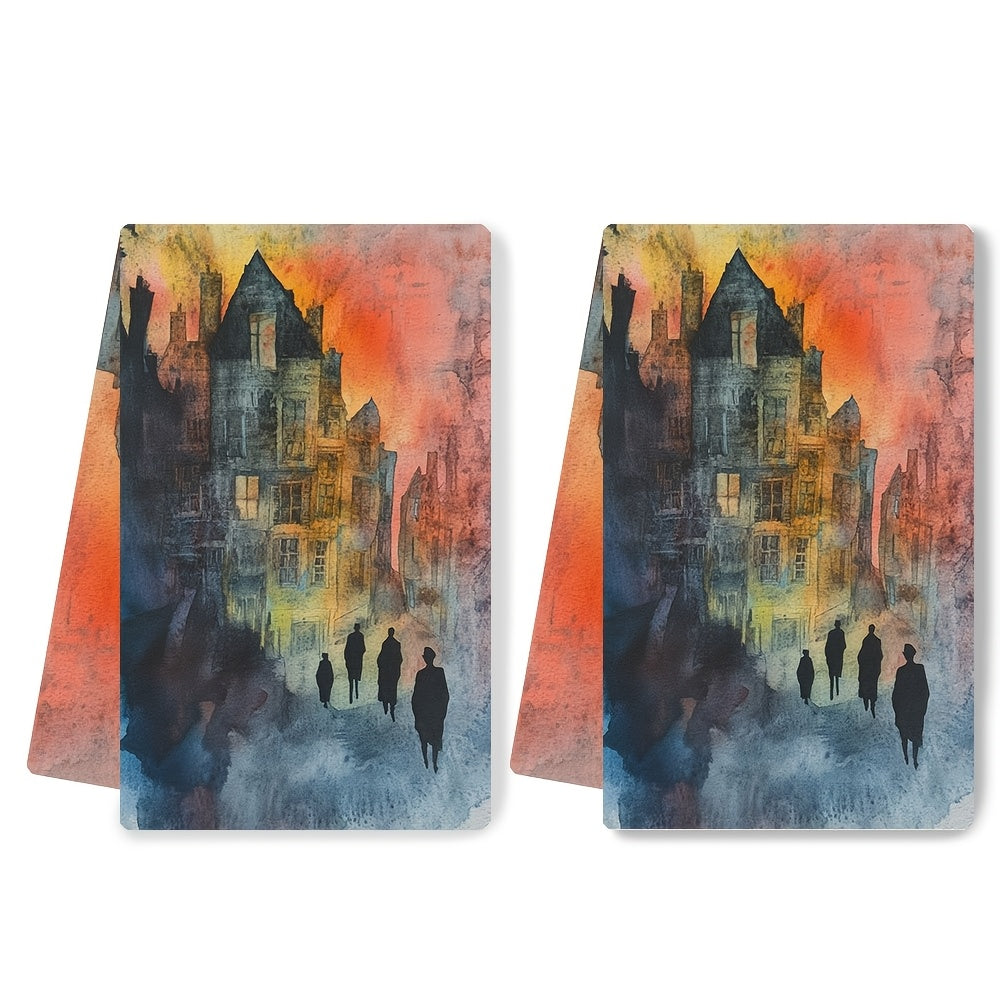 Toallas de cocina de paisaje urbano al atardecer ultra suaves y absorbentes 40x60cm