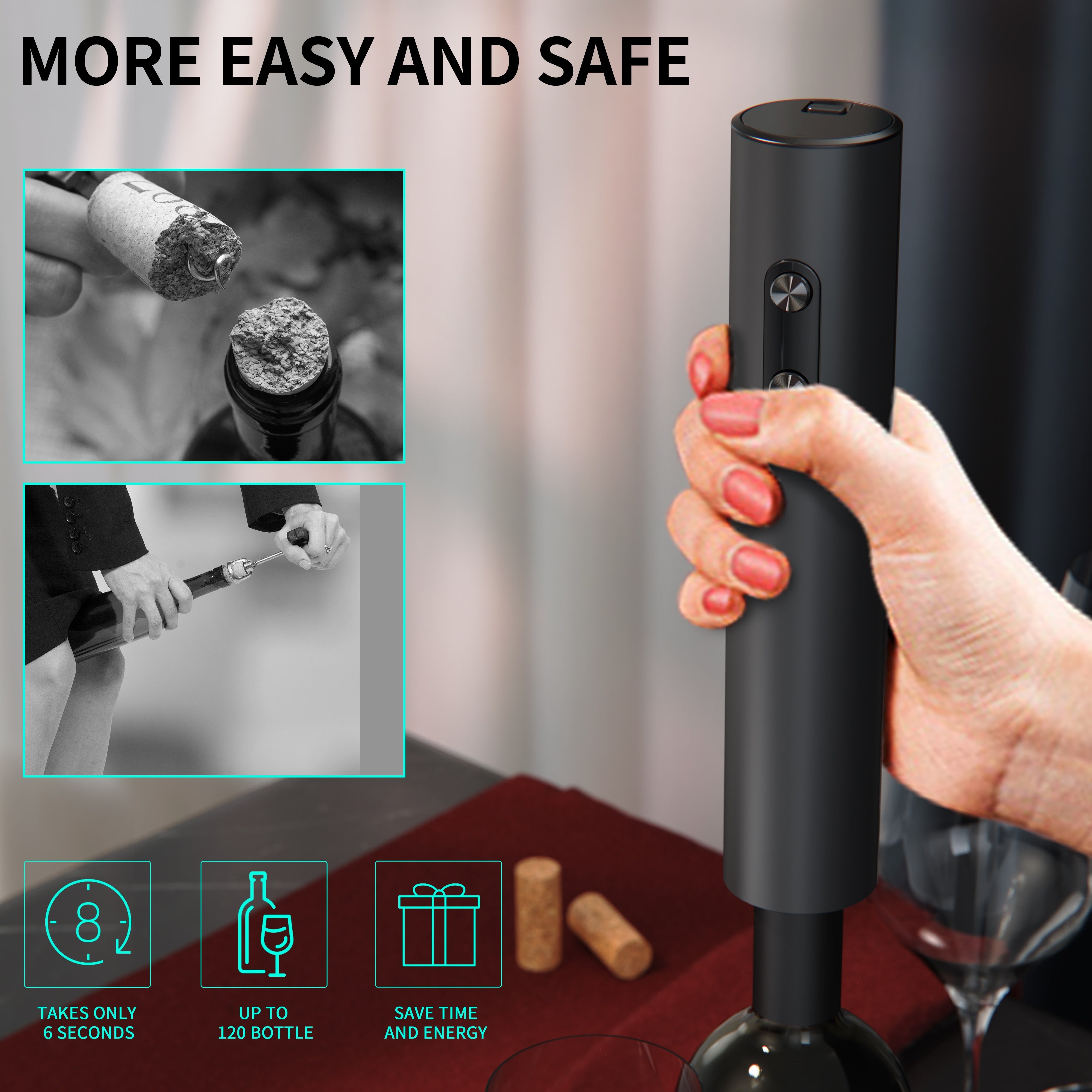 Electric Wine Opener Set with Vacuum Stopper and Pouring Accessories