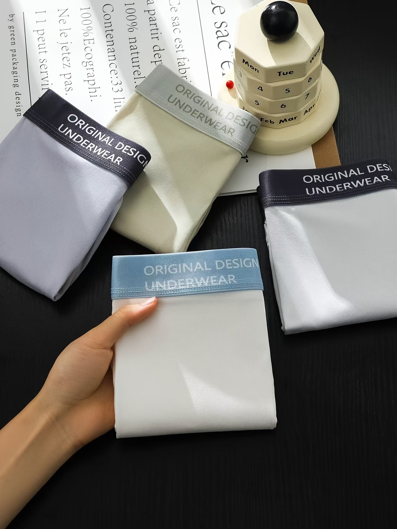 Men's Breathable Boxer Briefs Set of 4 Polka Dot Pattern with Contrast Trim and Stretch Fabric