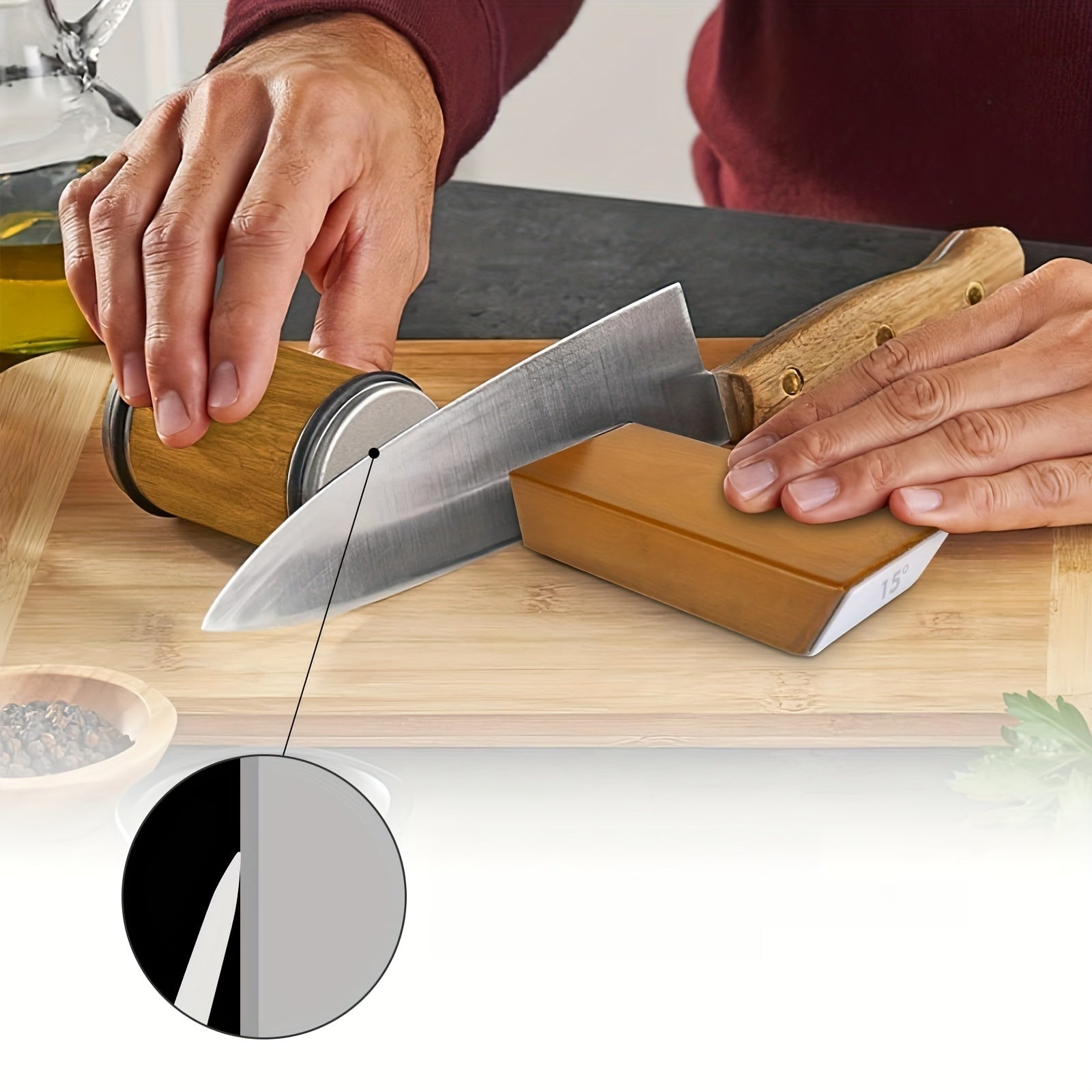 Toshli pichoqni qattiqlash uchun magnit burchak qo'llab-quvvatlash bilan to'plam, 15/20 daraja aniqlik, qo'lda ishlov beriladigan zanglamaydigan po'lat oshxona qattiqlash vositasi