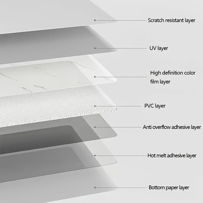 32 pieces of 3D marble pattern self-adhesive wall tiles, waterproof PVC, glossy finish, contemporary style, easy to apply and washable. Can be used for kitchen, living room, and bathroom