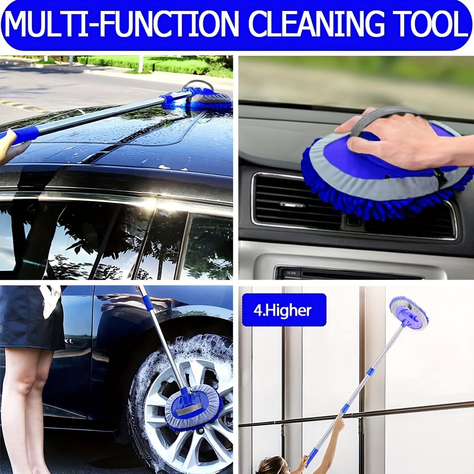 121.92cm Car Wash Brush Mop with Long Handle and Microfiber Duster