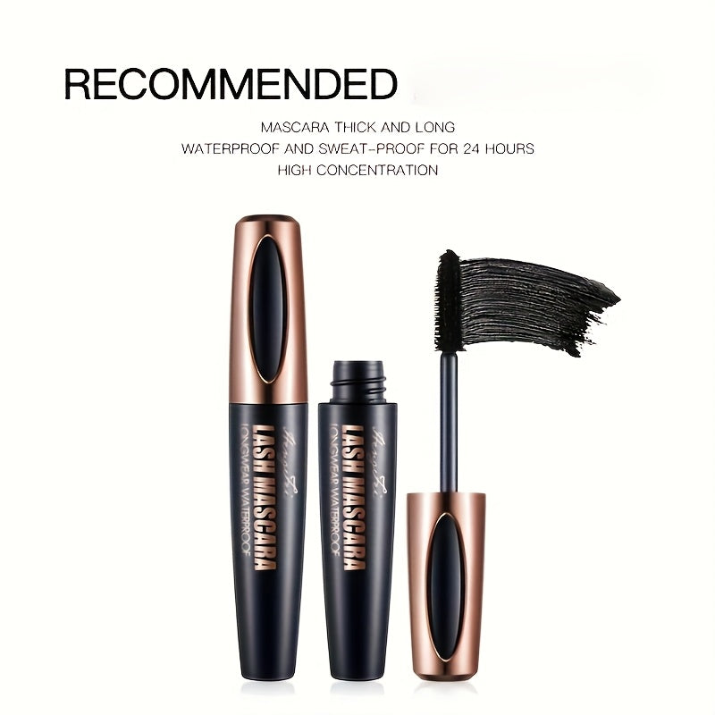 Ayollar uchun suv o'tkazmaydigan Fiber Lash Mascara, uzoq davom etadigan volümlü qora kirpiklar