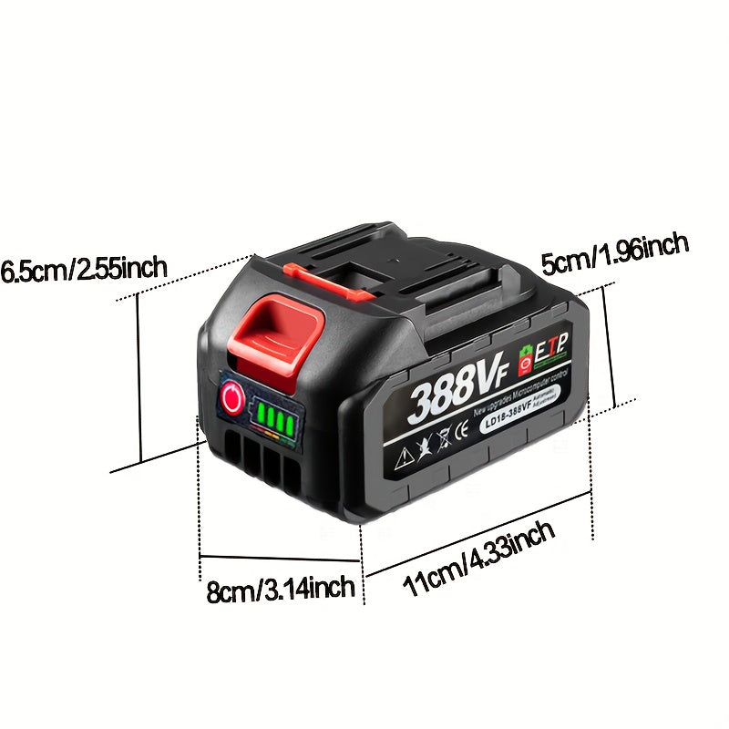 Lithium-Ion Power Tool Battery for Brushless Drill Wrenches 1300mAh Rechargeable