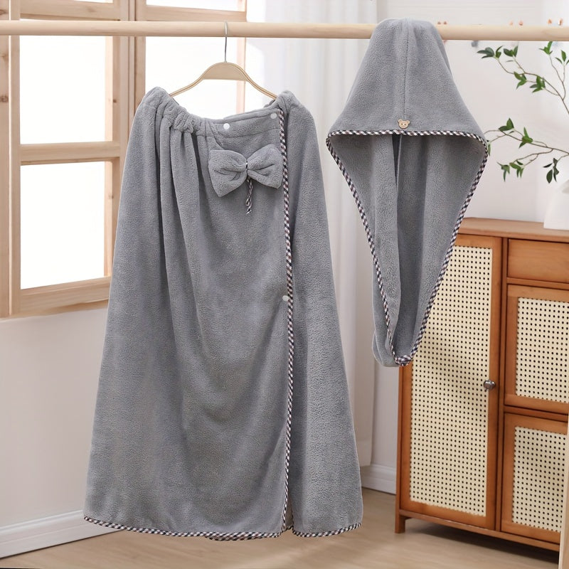 Set of 2 Women's Bath Towels with Hair Drying Towel, Soft, Absorbent, Adjustable for Sauna Beach Pool Home