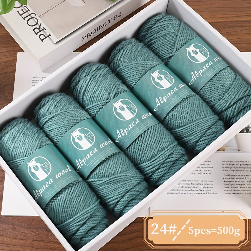 5-Pack Multicolor Alpaca Wool Yarn 500g Thick-Thin Self-Striping and Ombre