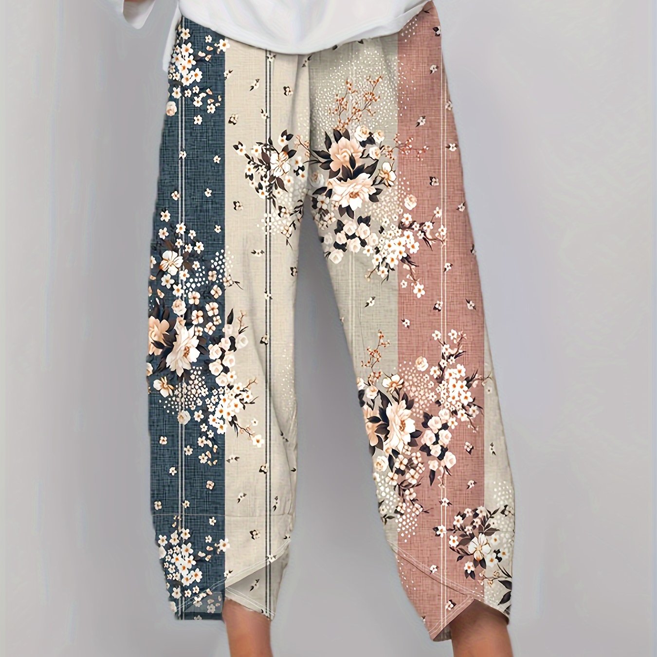 Plus Size Women's Elegant Long Pants Fashionable Wide Leg Trousers