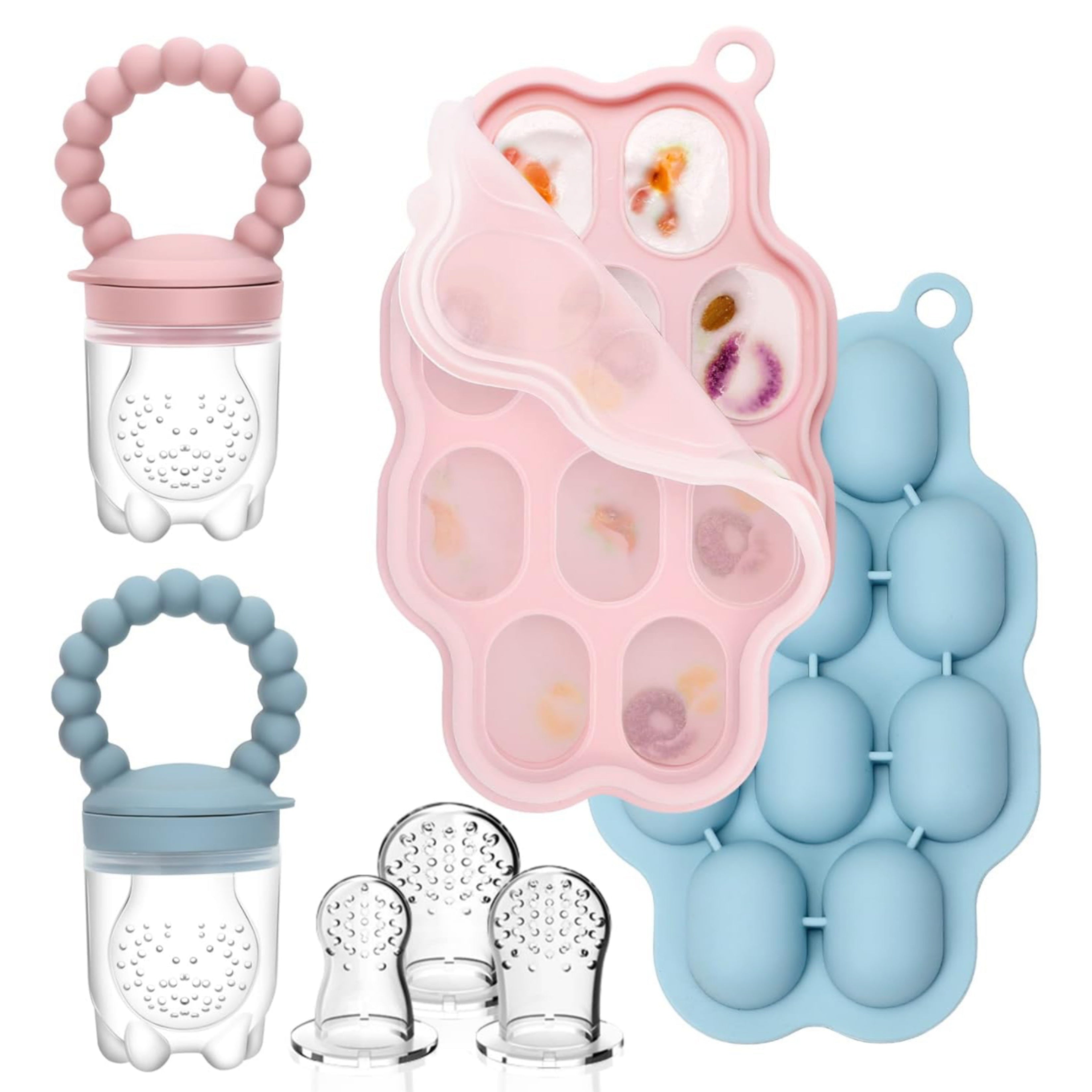 Silicone Baby Food Storage Tray with Fruit Food Feeder and Pouches