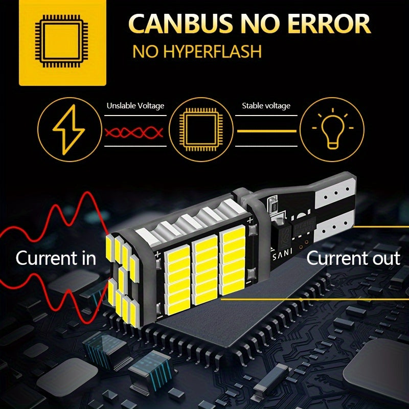 2pcs T15 W16W 45 SMD LED Reverse Backup Light Hexing Bulb 1200 Lumens