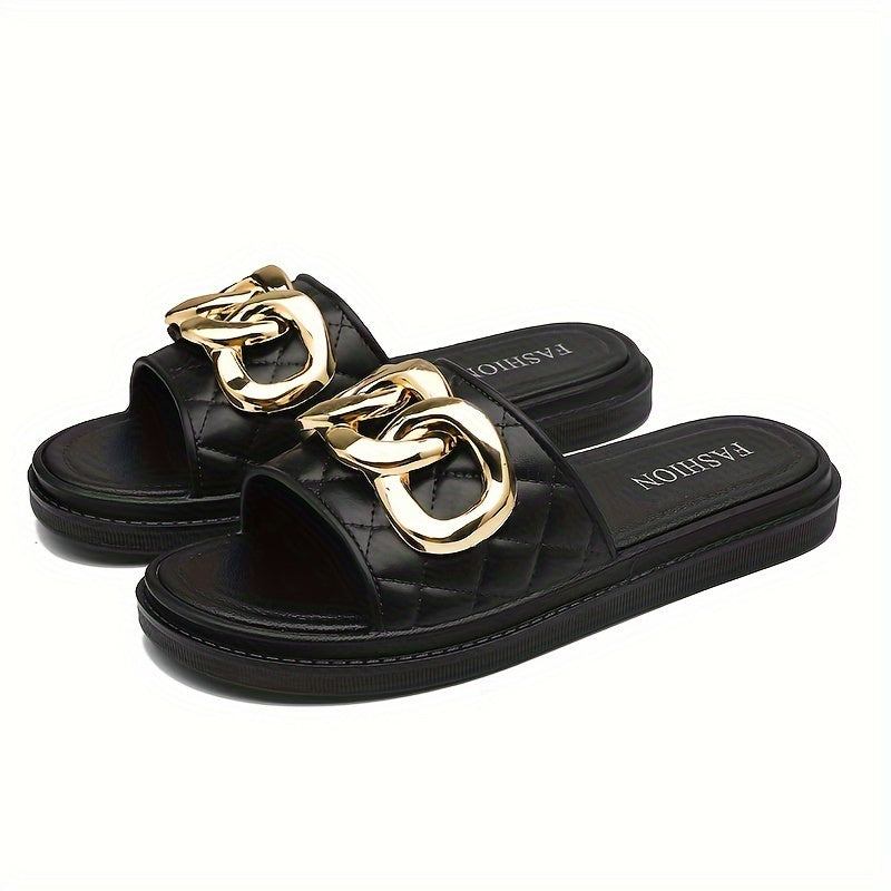 Women's Quilted Slip-On Slides Casual Soft Sole Beach Sandals