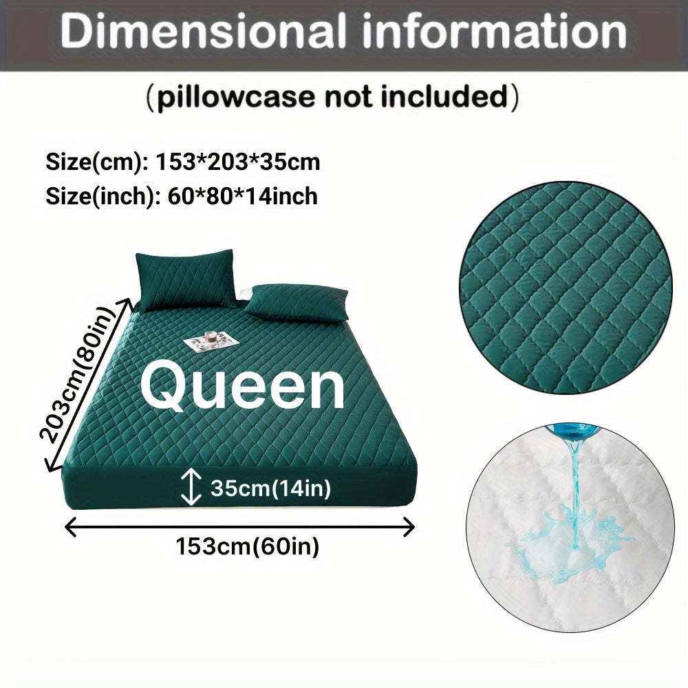 Waterproof Mattress Protector Breathable Dustproof Quilted Bed Cover in White Dark Blue Green Gray