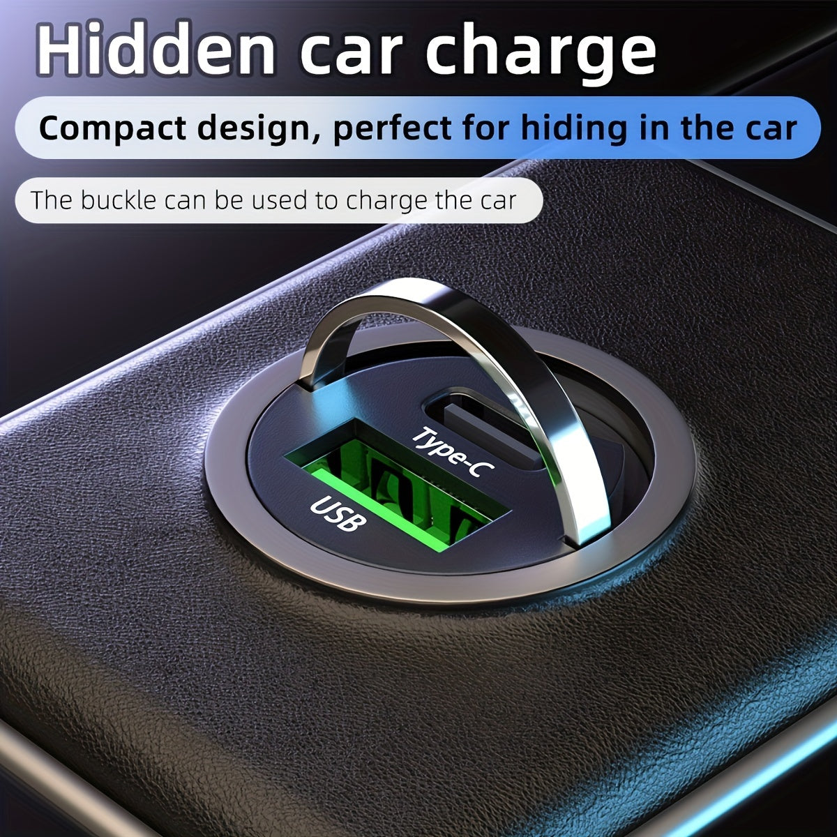 Dual Port 100W Fast Charging Car Charger Alloy Mini Design with Pull Ring
